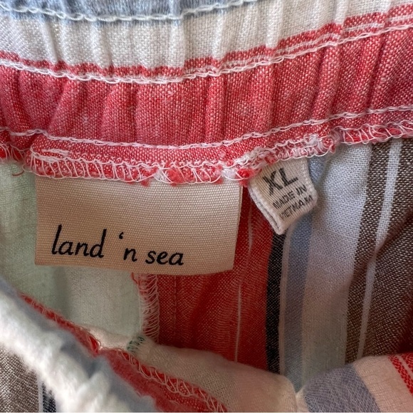 LAND N SEA LINEN BLEND STRIPED CROPPED PULL ON PANTS SIZE XL - Picture 3 of 7